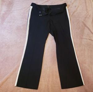 straight leg navy blue trousers